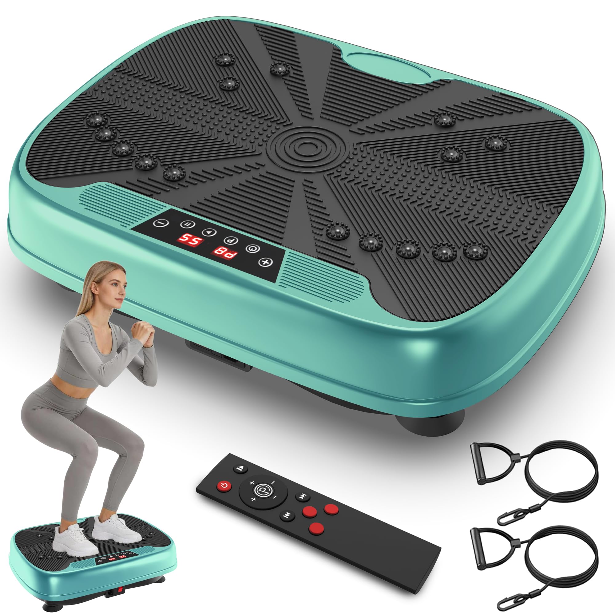 Plataforma vibratoria para el hogar, 99 intensidades de vibración + 10 programas de entrenamiento, dispositivo de entrenamiento de cuerpo completo para el desarrollo muscular y la pérdida de