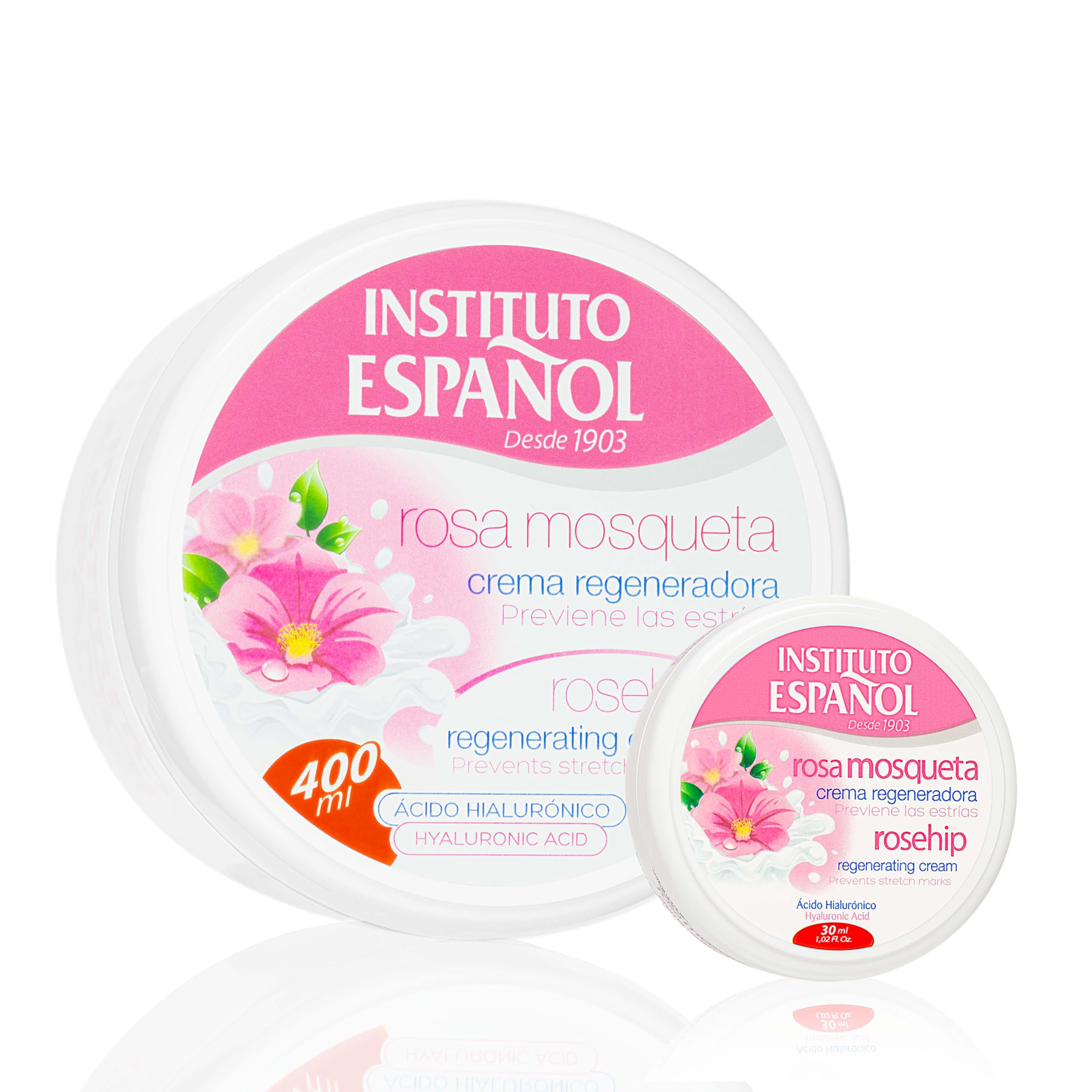 Instituto Español Crema Corporal Hidratante | Crema regeneradora con ácido hialurónico | Crema Hidratante de prevención de estrías | Cuidado preventivo de la piel seca, agrietada y áspera | Set 430ml
