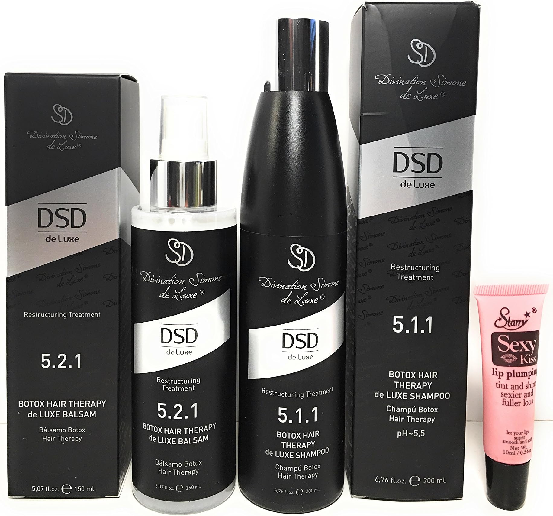 Divination Simone De Luxe (5.1.1) BTX Hair Therapy de Luxe Shampoo & (5.2.1) BTX Hair Therapy de Luxe Balsam - Free Starry Lip Plumping Gloss 10ml