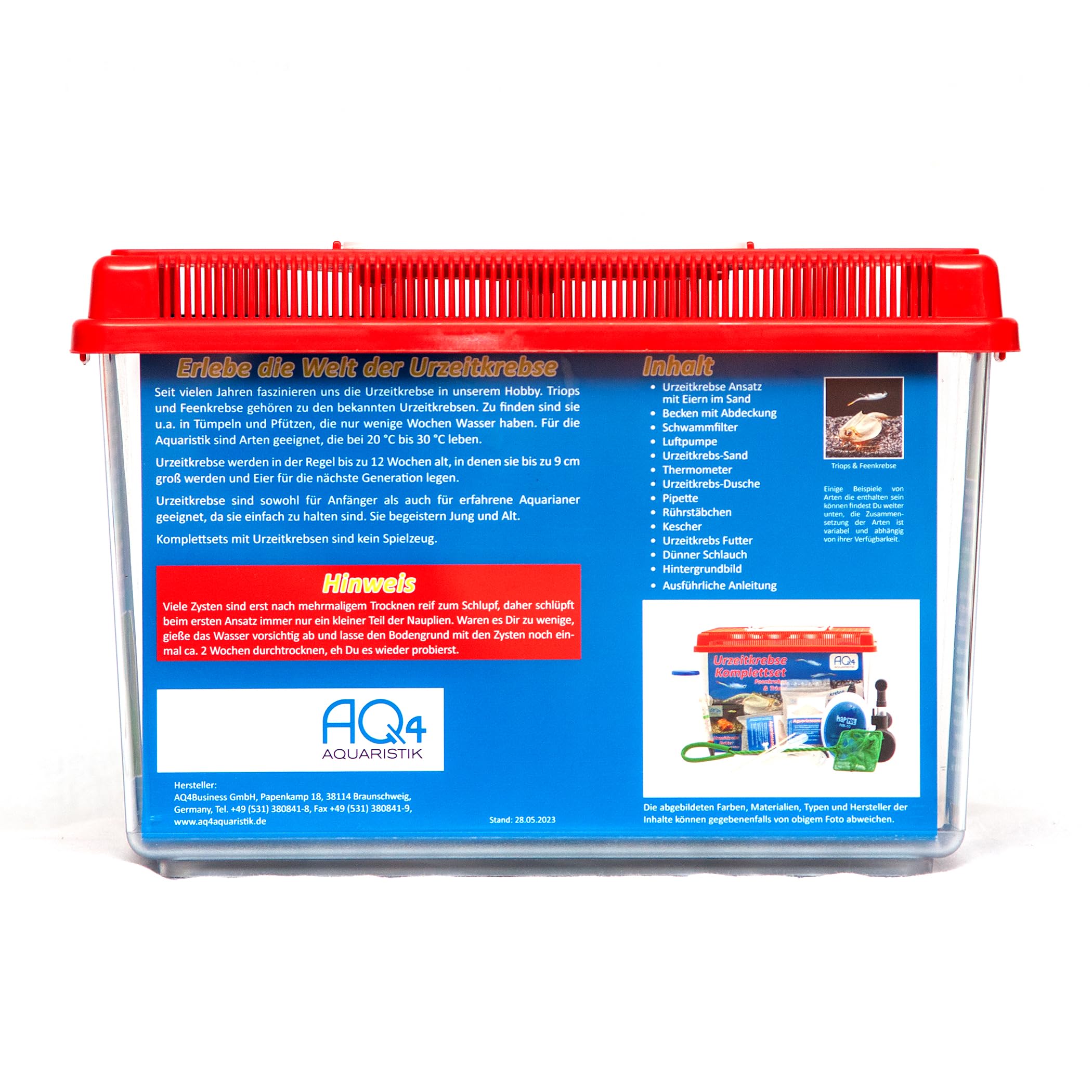 Triops und Feenkrebse Premium Komplettset 6 l, Eier, Filter, LED | Urzeitkrebse-Mix mit Aquarium, Filter, Heizung, Eiern, Futter, Zubehör und Anleitung; Ideal für Einsteiger in die Triopszucht