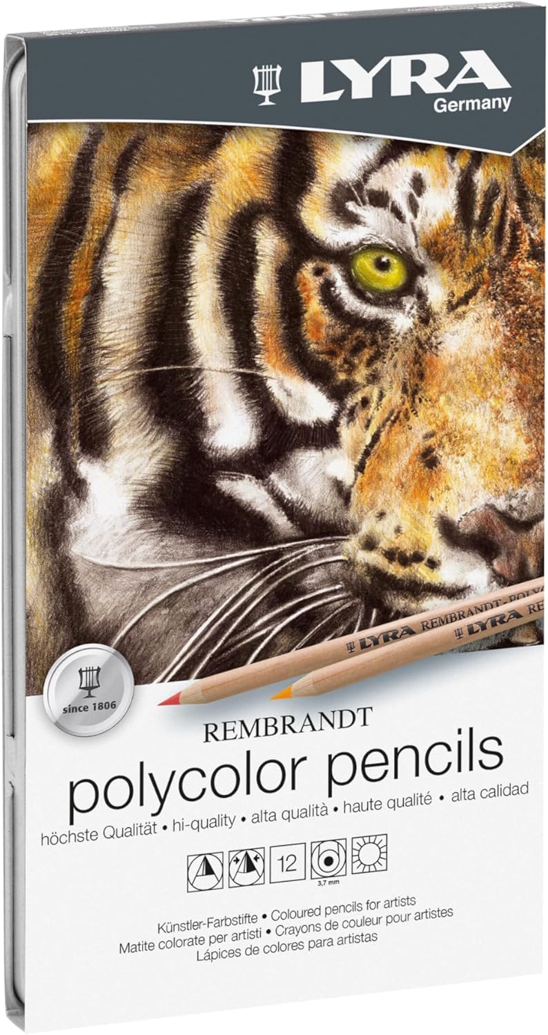 Lyra Rembrandt Polycolor Art Pencils, Set of 12 Pencils, Assorted Greys (2001122)