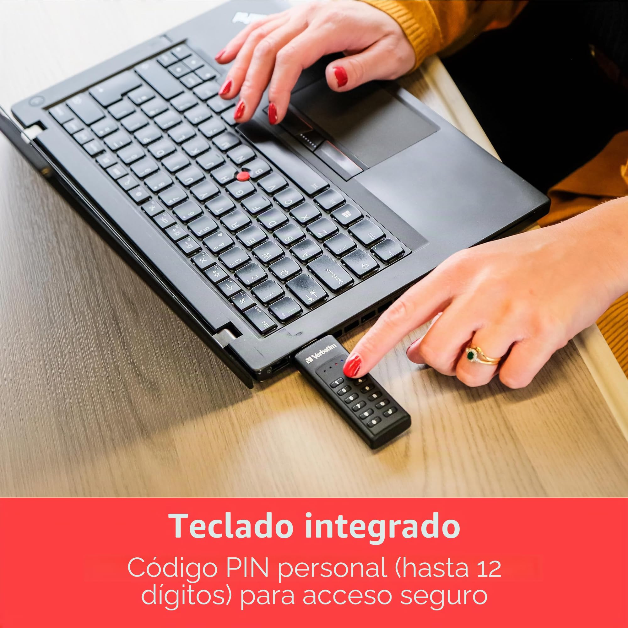 VERBATIM Keypad Secure dispositivo USB c/teclado de seguridad I USB Type-C I 128GB I Memoria protección con contraseña y cifrado I Con cable USB-C I USB-3I Laptop Notebook and Co.Inegro