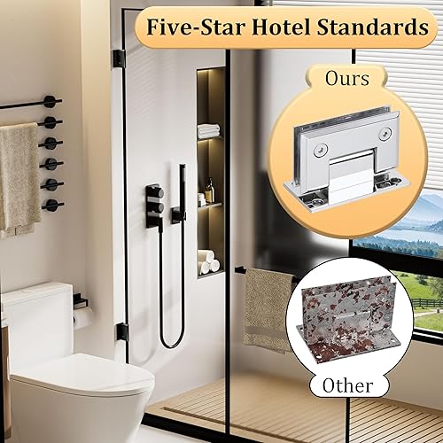 Miniatura 39 de Alise Bisagras de puerta de ducha de vidrio, Bisagras de puerta de ducha de 180 grados para puertas de vidrio,Bisagras de gabinete de acero Cromo