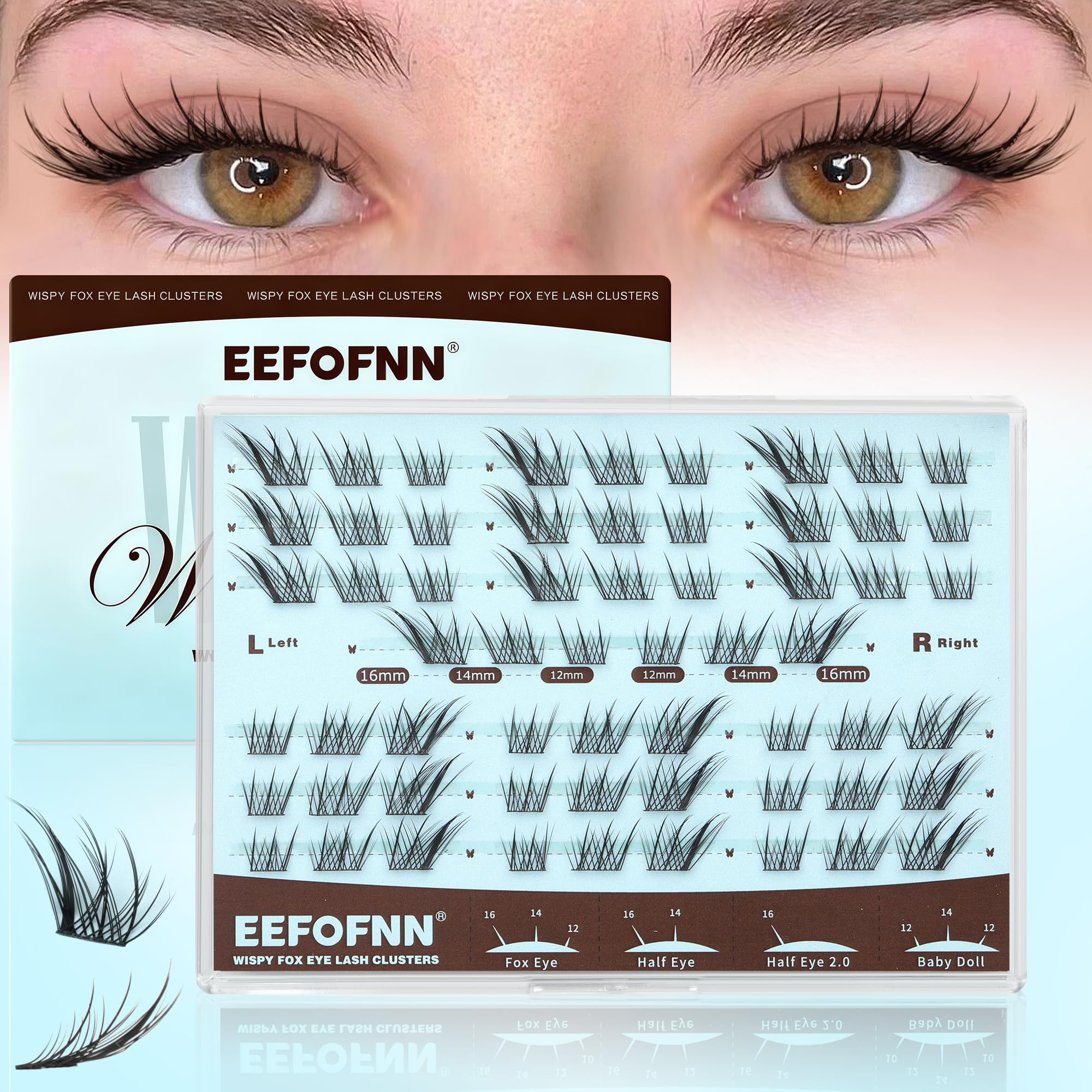 Wispy Lash Clusters Natural Cluster Eyelash Extensions Cat Eye Lashes Clusters 12-14-16mm Individual Lashes C Curl Eyelash Clusters