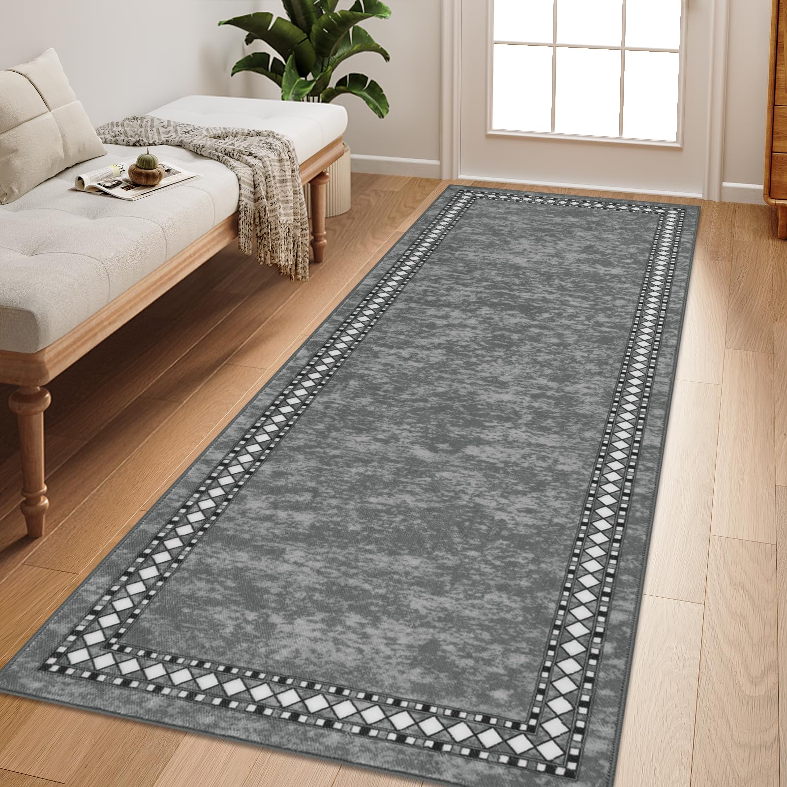 Homcomodar Carpet Runner for Hallways Non Slip 80x200cm Hallway Runners Washable Runner Rugs for Hallway Kitchen Entryway Bedroom Laundry Doorway(Grey) โ image 1