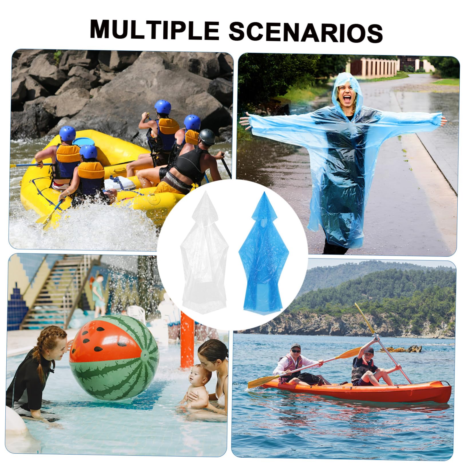 Holibanna 10juegos Traje Transparente Para Hombre Poncho De Lluvia Con Capucha Para Viajes y Acampadas