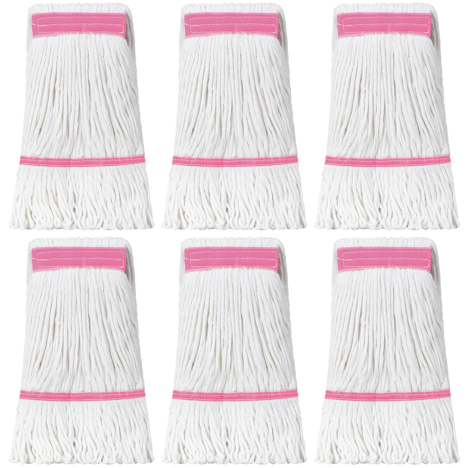 Eccliy 6 Pack Mop Heads Replacement 18 Oz Loop End,White, Pink