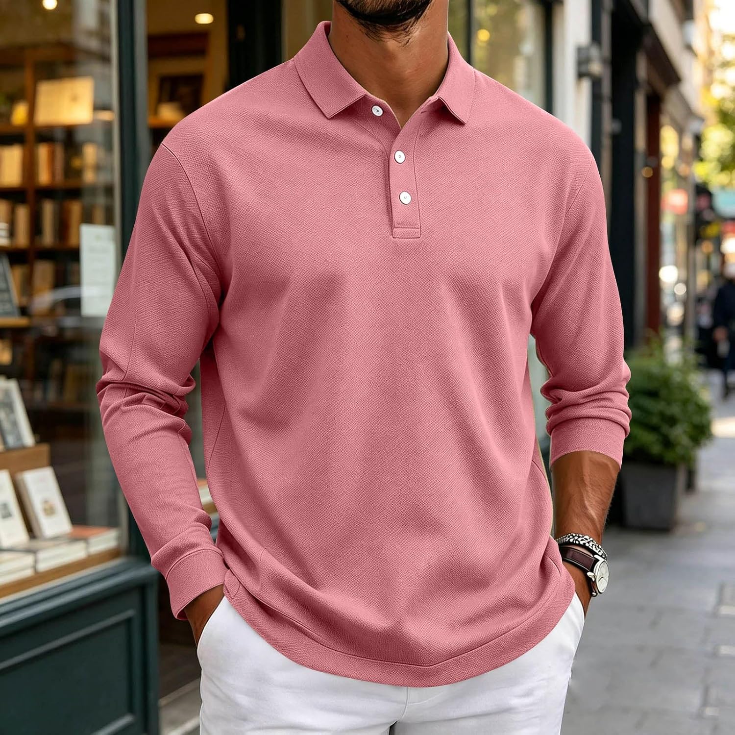 Mens Polo Shirts Casual Long Sleeve Shirt Fashion Fall Dress Golf Polos