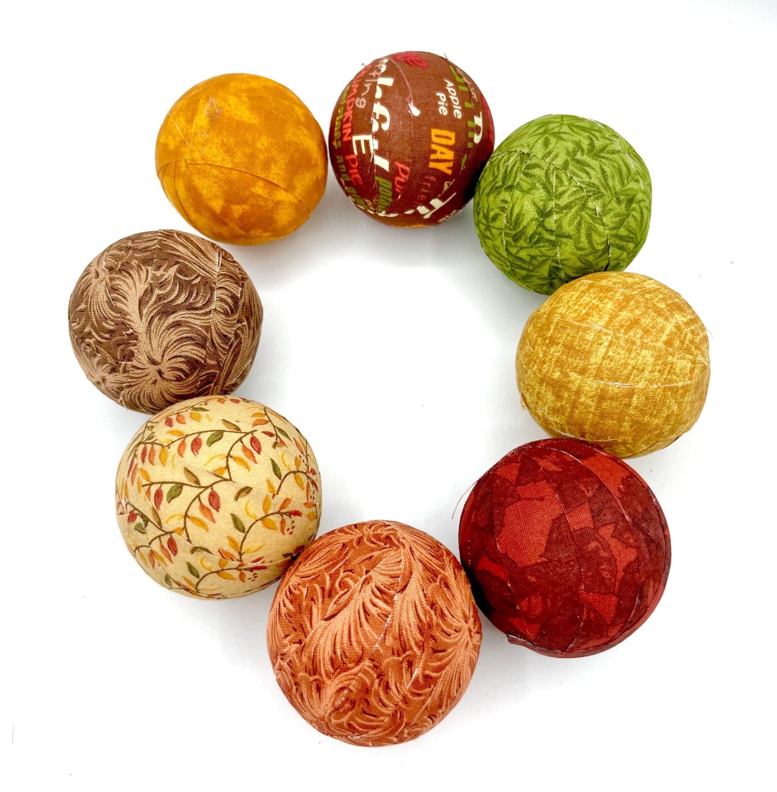 Bountiful Harvest fabric wrapped balls- Autumn Fall bowl filler orb set of 8, Thanksgiving decoration