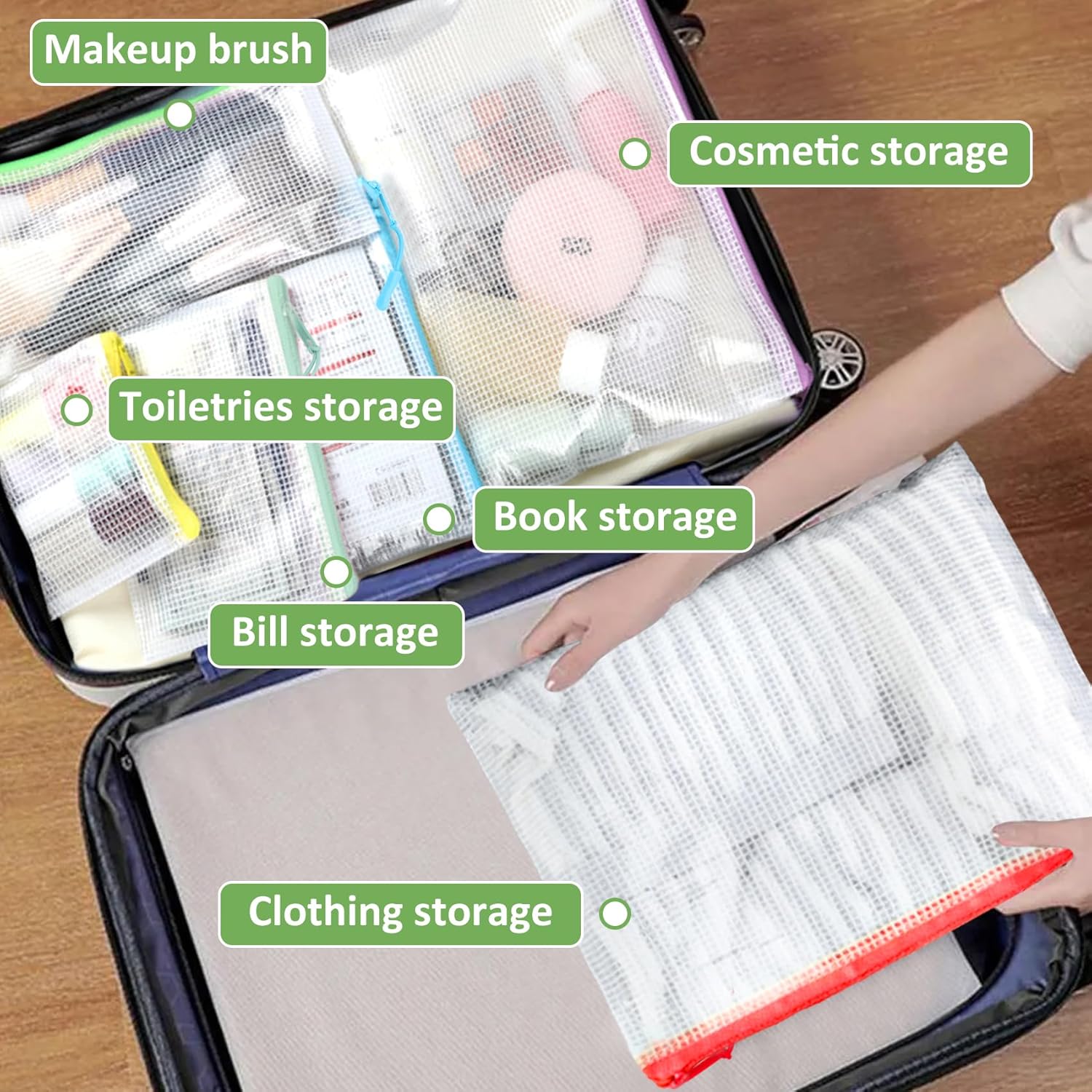 45pcs Mesh Zipper Pouch for Organization,Storage Pouches Colored PVC Travel Zipper Bags Clear Multipurpose Document Bags Suitable for Travel School Board Game and Office Supplies