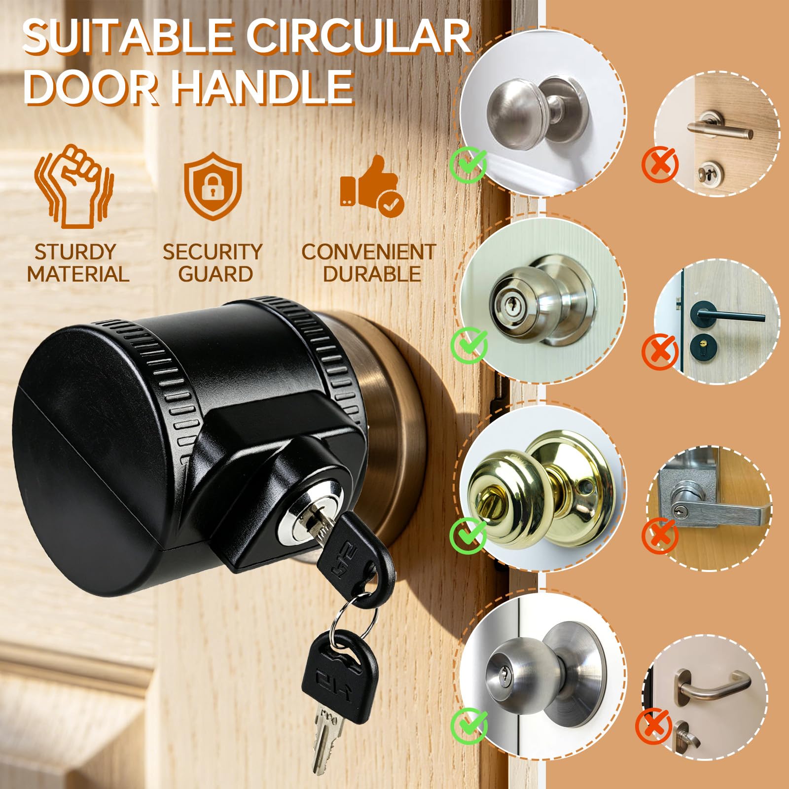 Child Safety Door Knob Covers - Keyed Security -5