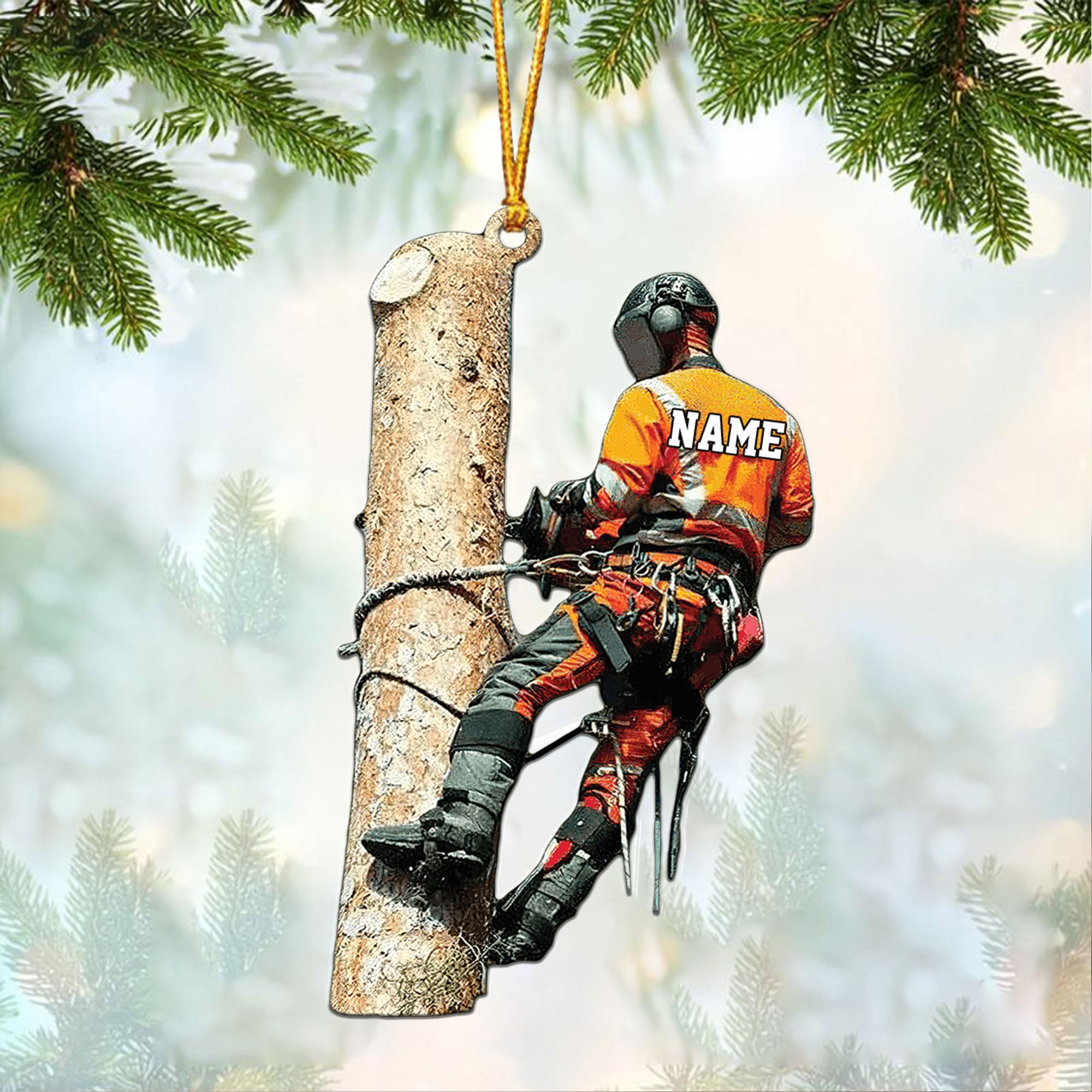 HomeDesign Personalized Arborist Ornaments, Arborist Ornament, Carpenter Ornaments Wood Working Wood Worker Logger Lumberjacks Tree Climber Ornament, Arborist Gifts Tree Hanging Ornament (H16)