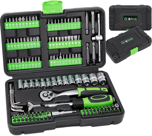 130pcs Professional Complete Tool Case | Ideal Small Size Car | With Socket Set, Screwdriver Bits and Ratchet | Chrome Vanadium - 1