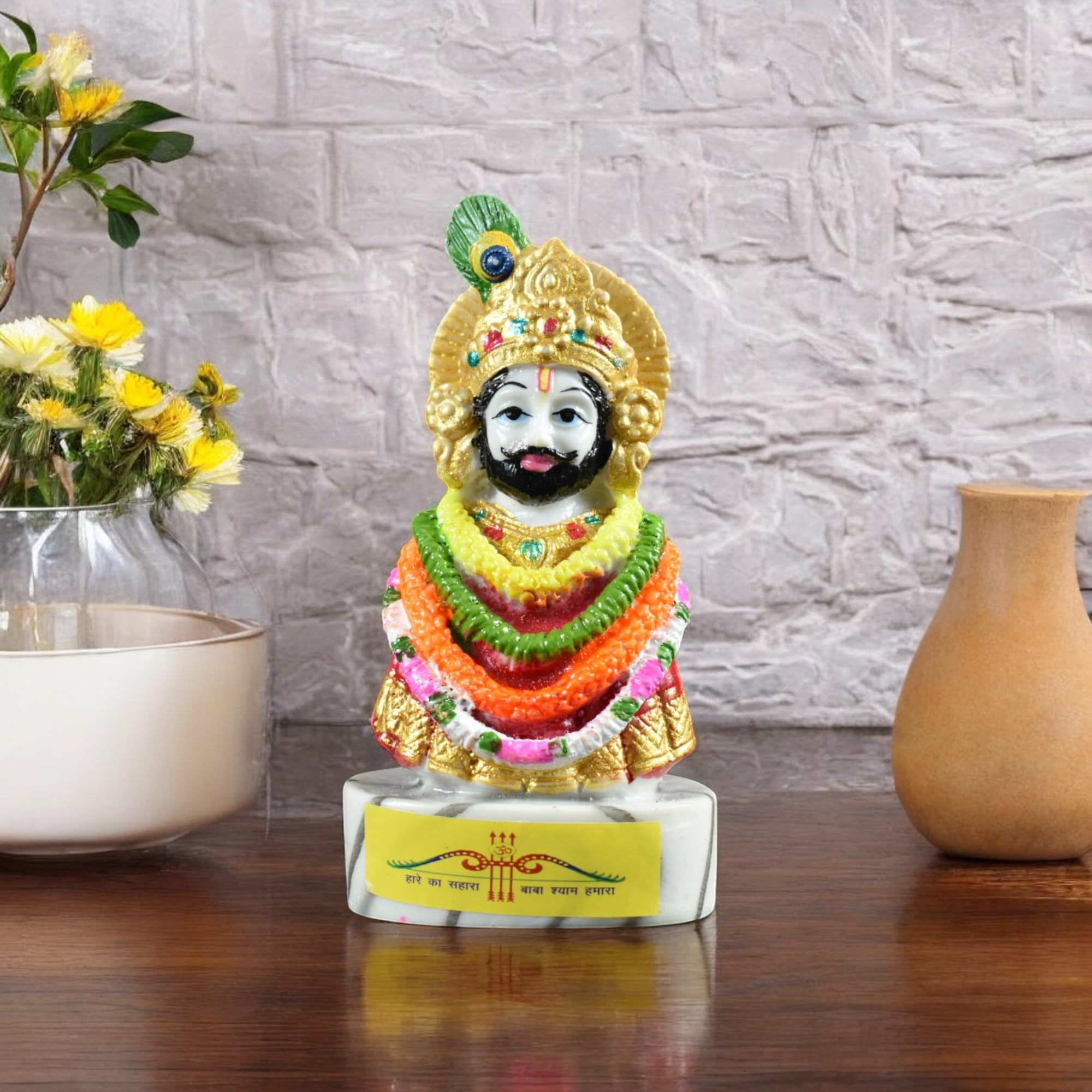 MASIPICKS Marble Baba Khatu Shyam ji Idol Statue Showpiece for Home and Pooja Decoration | Khatu Shyam Murti for Home and Car Dashboard (9 cm Height), Religious-image-39