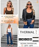 Vista 6 de Paquete de 3 camisetas térmicas sin mangas acanaladas para mujer, de forro polar de algodón, cuello redondo, ajustadas, capa base de camisola