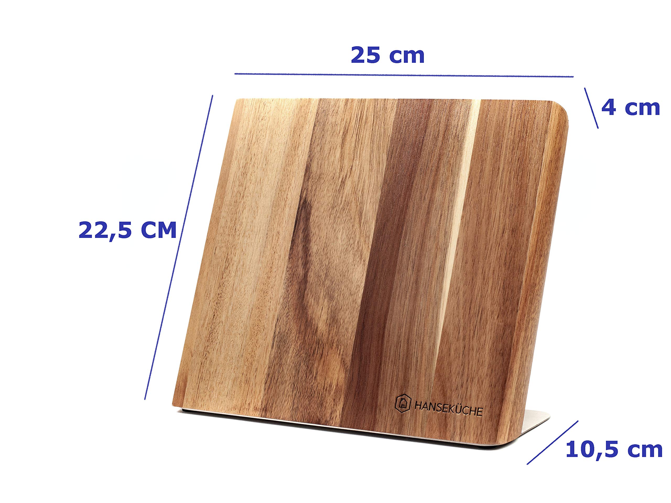 Hanseküche portacoltelli magnetico - Ceppo di coltelli magnetico in legno d'acacia, tagliere di alta qualità con magnete, portacoltelli magnetico senza coltelli