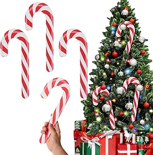 AWIZOM 12 Pcs 11.8 Inch Large Christmas Candy Canes Decorations Red White Wooden Candy Cane Ornaments Rustic Christmas Tree Hanging Decorations for DIY Crafts Xmas Holiday Party Supplies