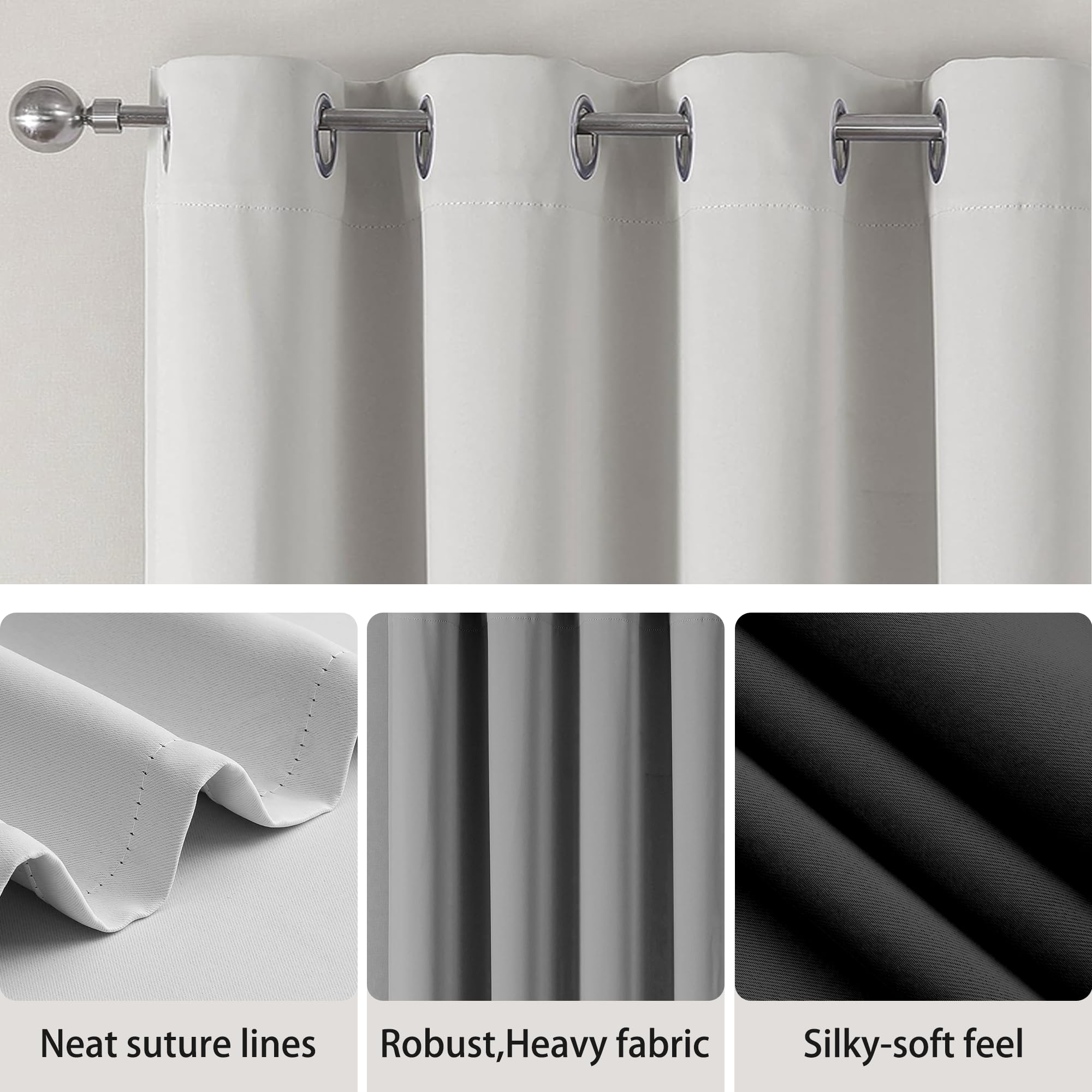 Tende Soggiorno Moderne 1 Pezzi 144 x 161 cm Moderne Termiche Tende Verticali Sfumate per Salotto Eleganti, Grigio Chiaro