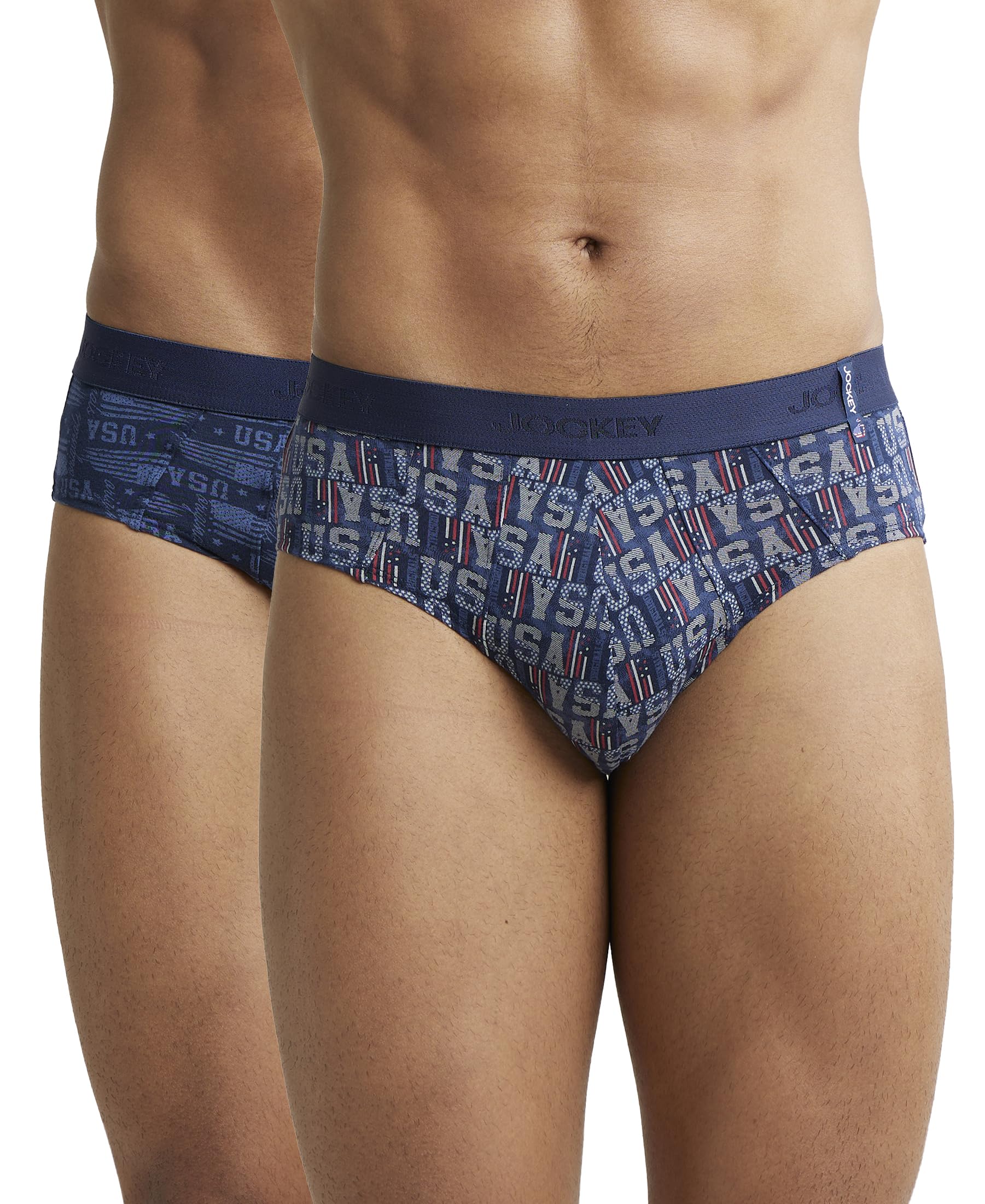 Jockey Mens Super Combed Cotton Printed Briefs with Ultrasoft Waistband_Style_US52_Navy Navy_XL | Pack of 2 (Prints May Vary) | (B0BC9B3JB8) Amazon Price History, Amazon Price Tracker