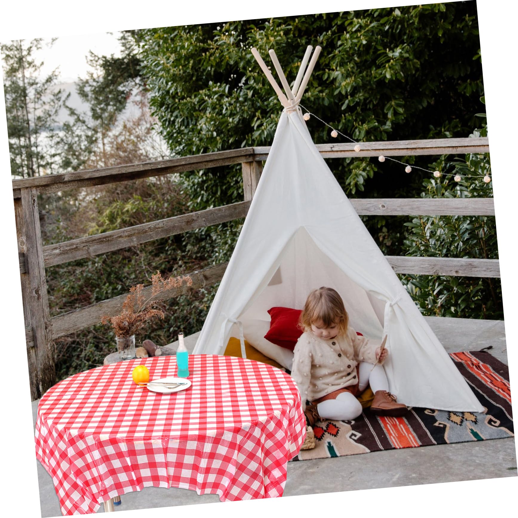 COLLBATH 10 Pack Plaid Checkered Disposable Tablecloth Rectangular Pe Material Waterproof Oil-Proof Home Decor Party Restaurant Use