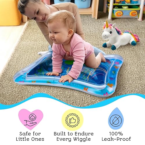 Miniatura 4 de Tapete de agua para el tiempo boca abajo, tapete inflable de juego acuático para bebés, tapete sensorial para jugar en el suelo, 100% libre de BPA y