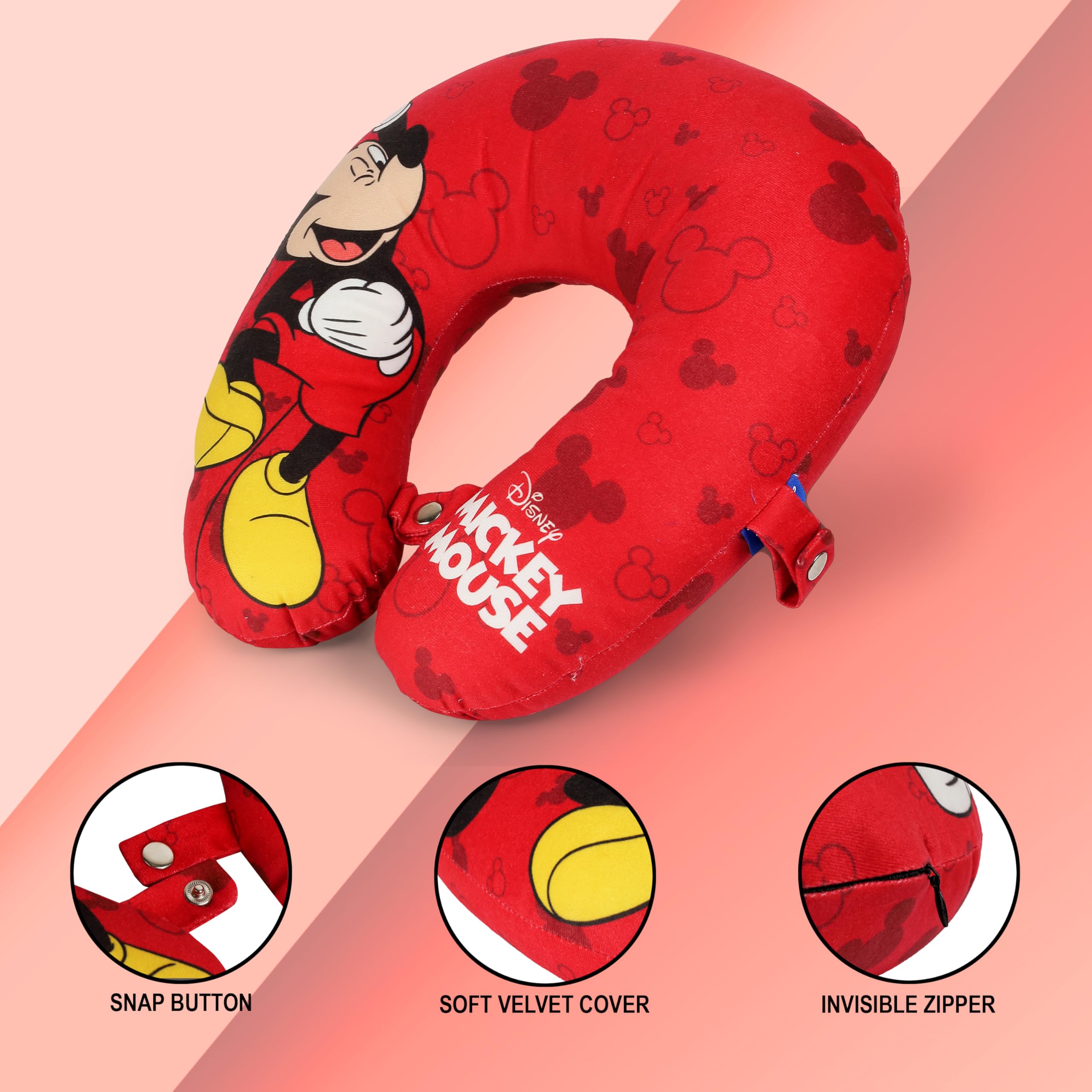 Disney Mickey Mouse Premium Memory Foam Neck Pillow for Travel