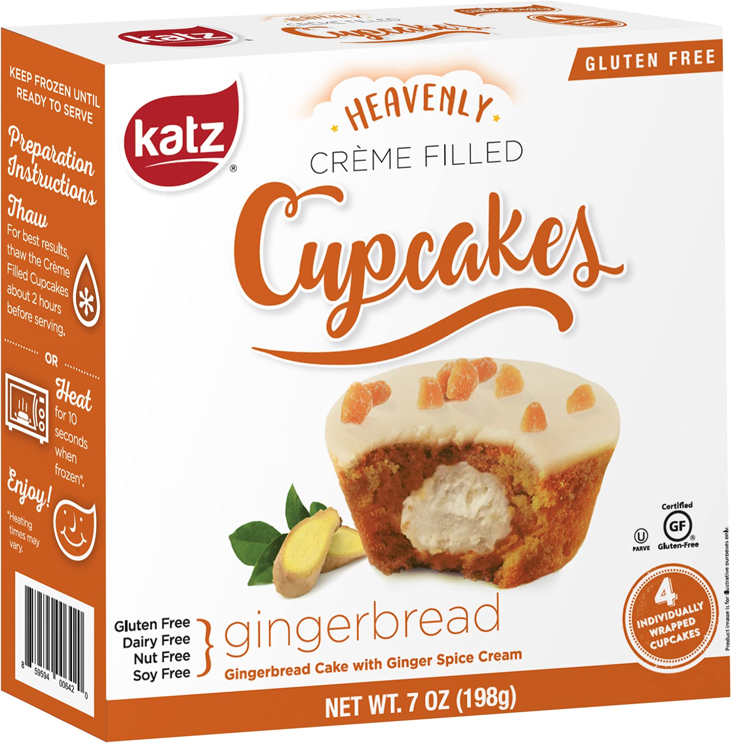 Katz Gluten Free Creme Filled Strawberry Cupcake Dairy Free, Nut Free, Soy Free