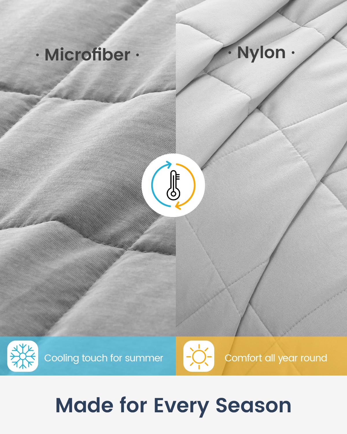 Weighted Blankets 15lbs Twin Size, Soft Cozy Weighted Blanket for Adults, Double-Sided Weighted Blanket for All Season, Heavy Microfiber Cool Blanket with Premium Ceramic Beads, 48 x 72 inches, Grey