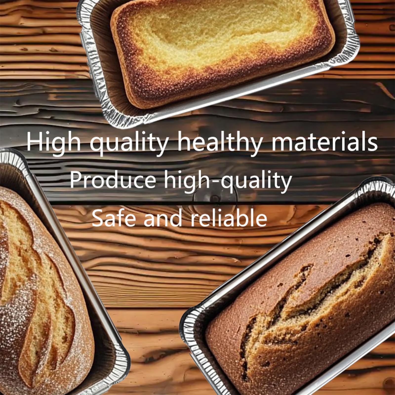 Paquete de 50 moldes desechables de aluminio de 6.9 x 3.5 pulgadas con tapas, mini moldes para hornear de 1 libra, moldes de aluminio, ideales para hornear pan, pasteles, rollos de canela y almacenar