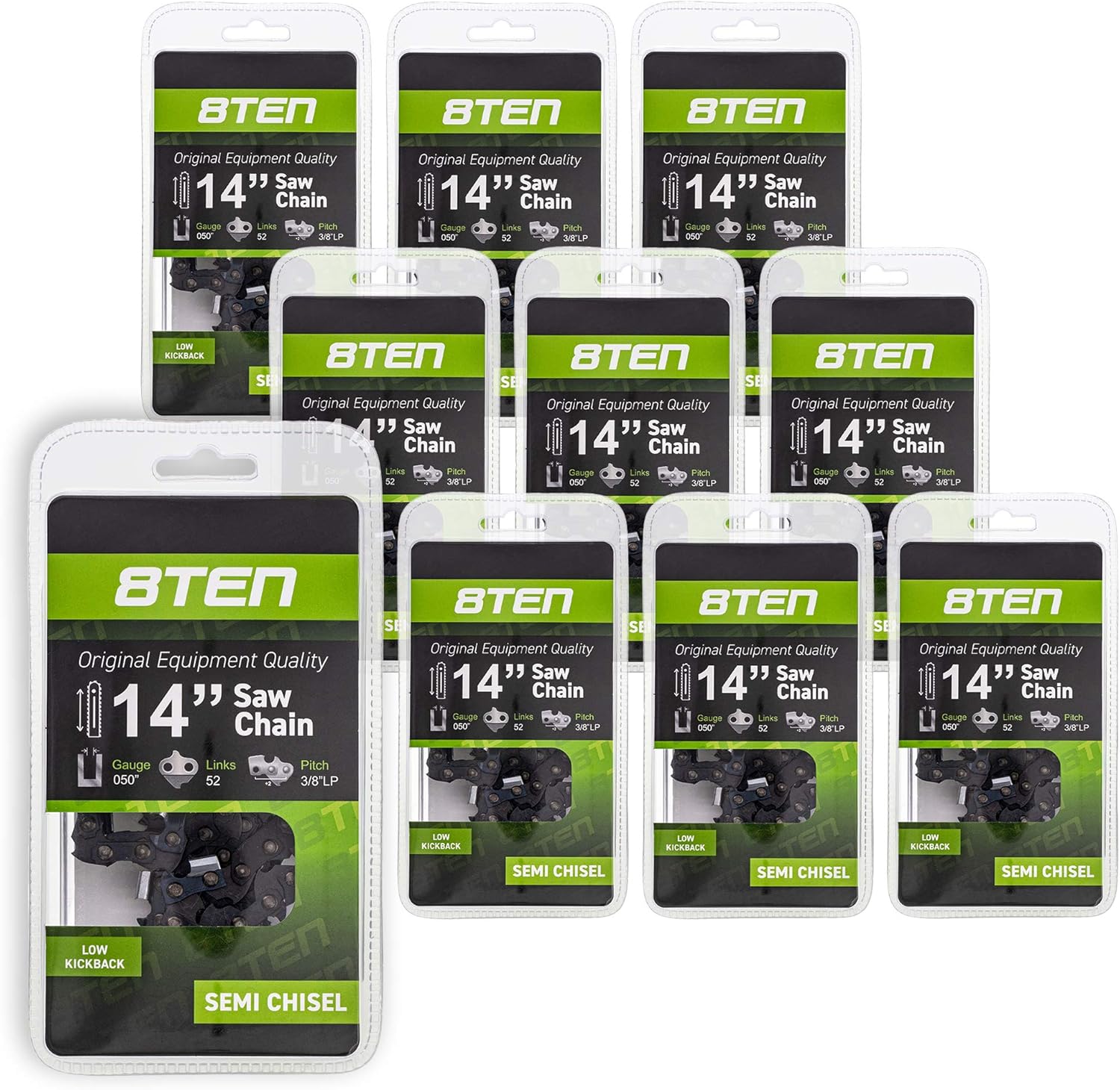 8TEN Chainsaw Chain for Poulan 2150 2050 2055 Husqvarna 240 136 Echo H35 52 501847052 14 inch .050 3/8 52DL 4 Pack