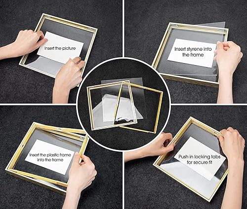 Miniatura 3 de Frametory, Marco de fotos flotante de 16 x 20 pulgadas, marco de fotos de metal, cristal real, para montaje en pared o mesa (negro, paquete de 2)