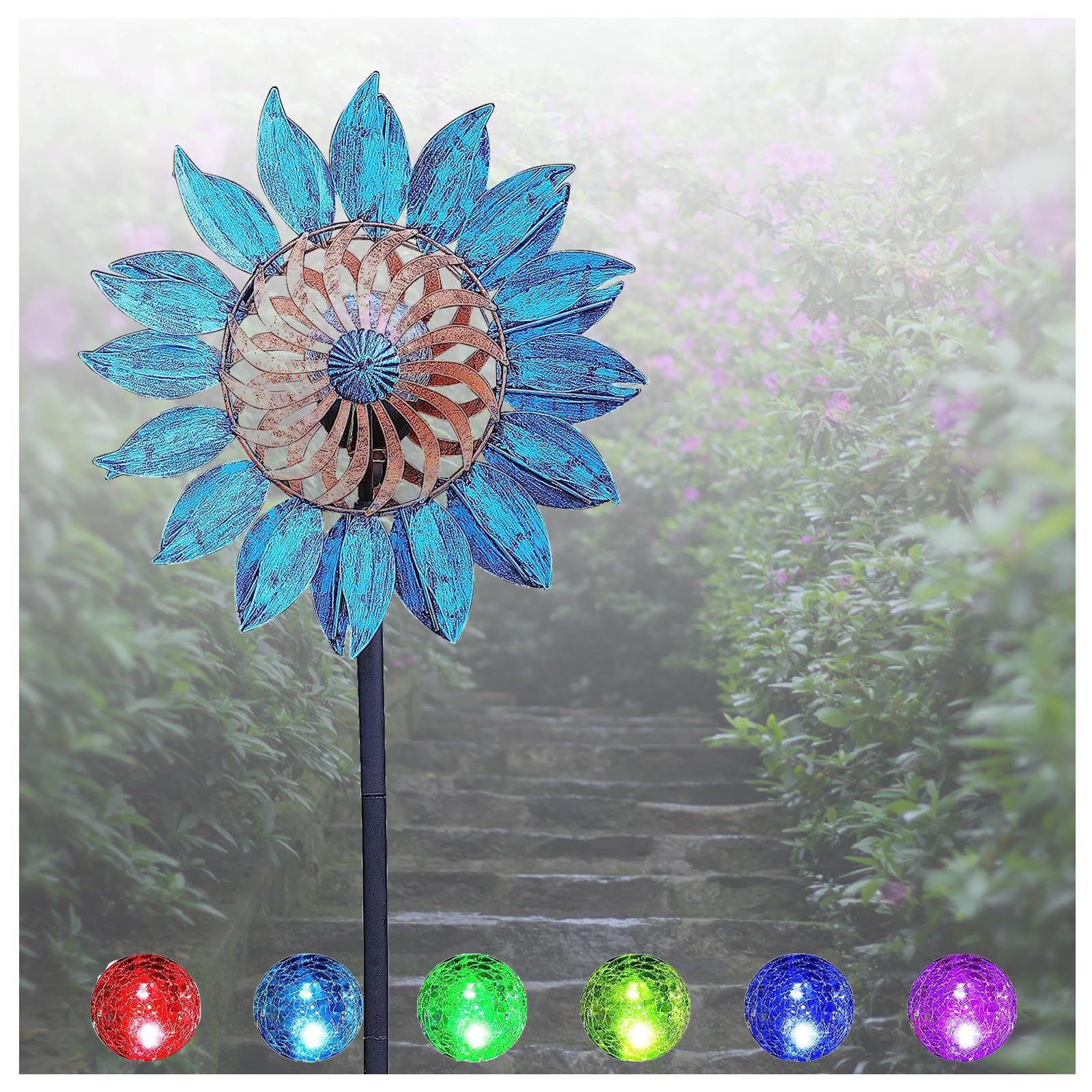 84in Solar Spinners for Yard and Garden, Garden Decor Wind Spinners, 360° Wind With Kinetic Wind Spinner Yard