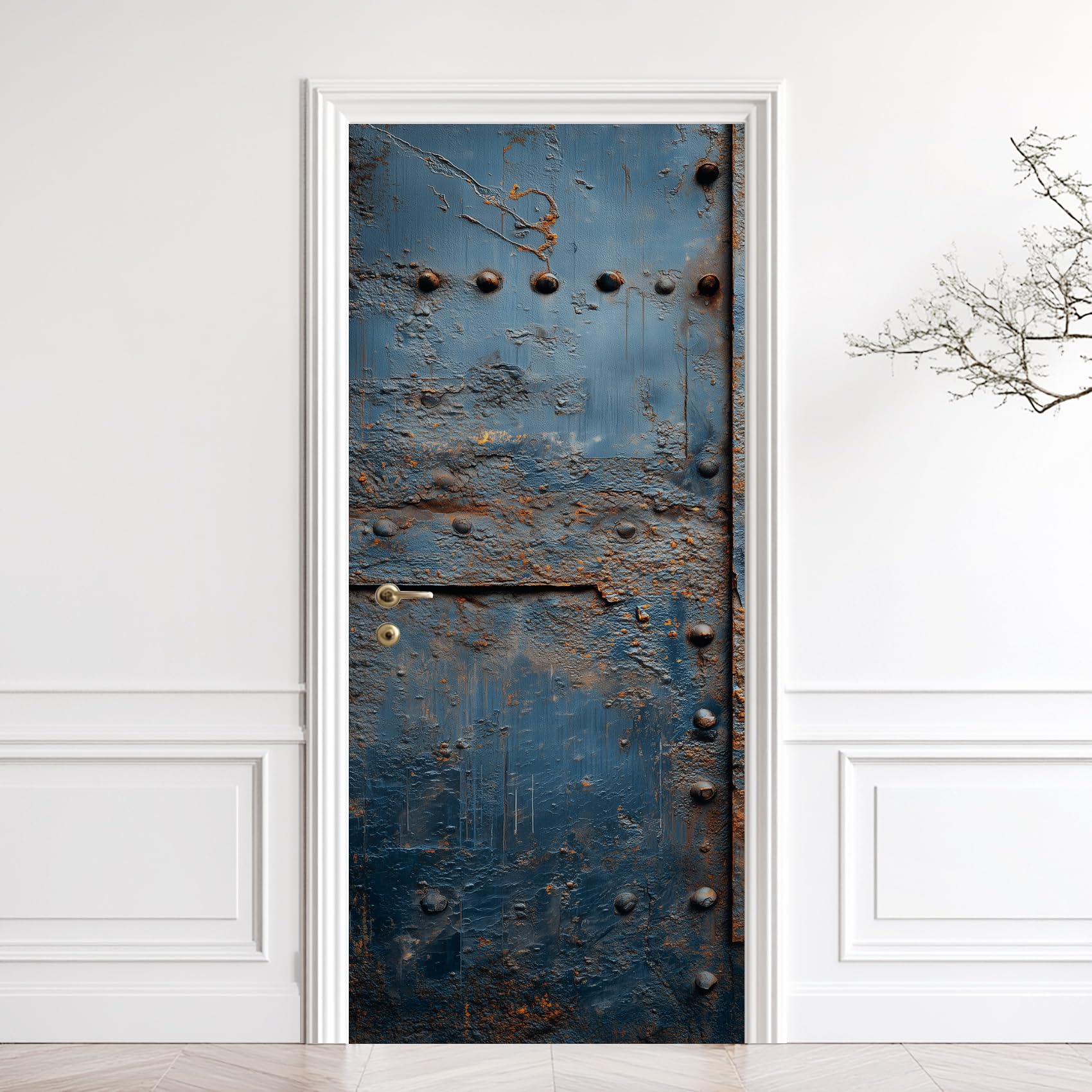 Eisen Türtapete Selbstklebend 85x200 cm Rost, Industrie Türfolie Türposter, Türaufkleber Für Badezimmer Abnehmbar Wasserdicht