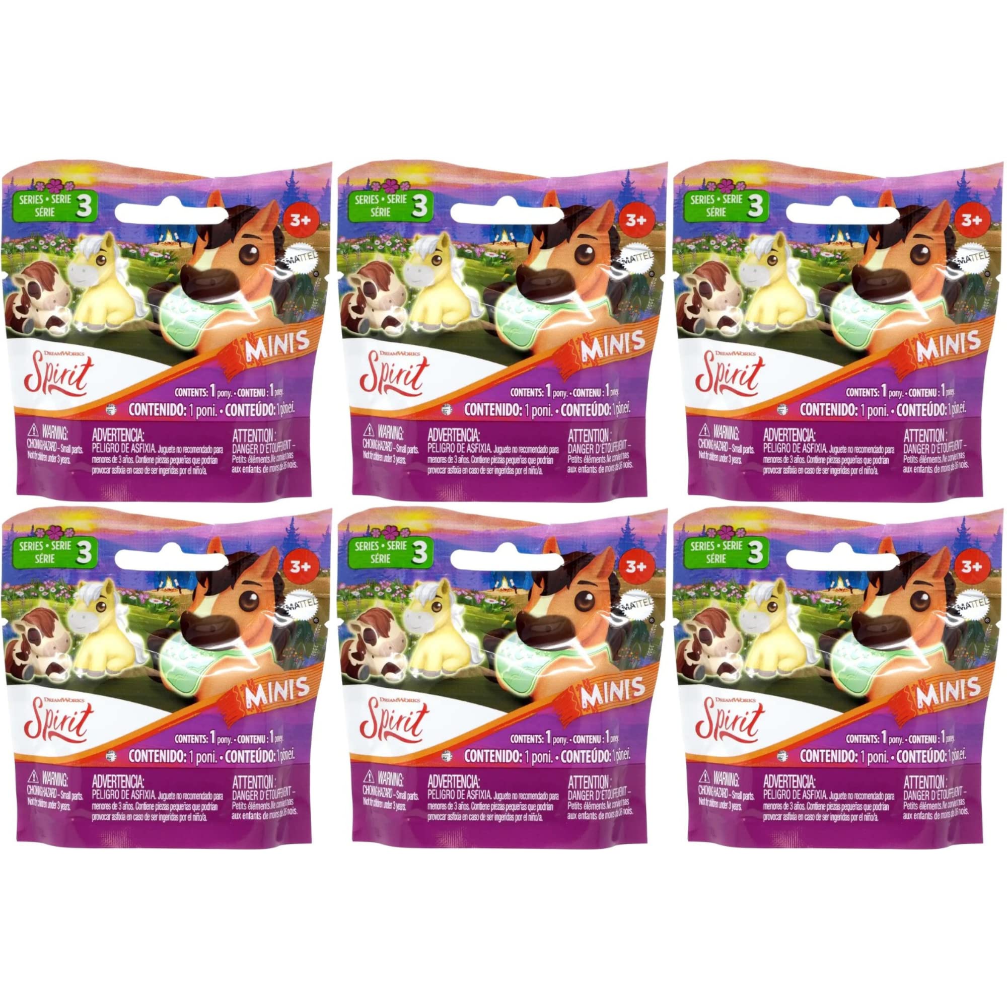 Toptoys2u Bargain Bundles Spirit Untamed MINIS Precious Ponies Series 3 Blind Bag Party Favour - Pack of 6