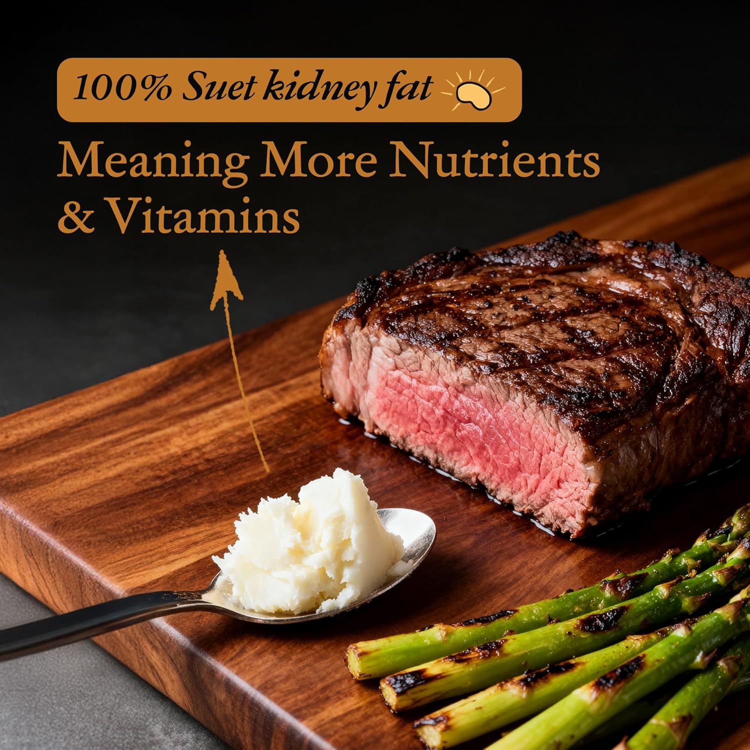 Traditional Nutrients Wagyu Beef Tallow LARGE 28oz Glass Jar, 100% Pure Suet Kidney Fat, Triple-Rendered, USDA Inspected | NO ADDITIVES & NO BLEACHING, Pure Beef Tallow