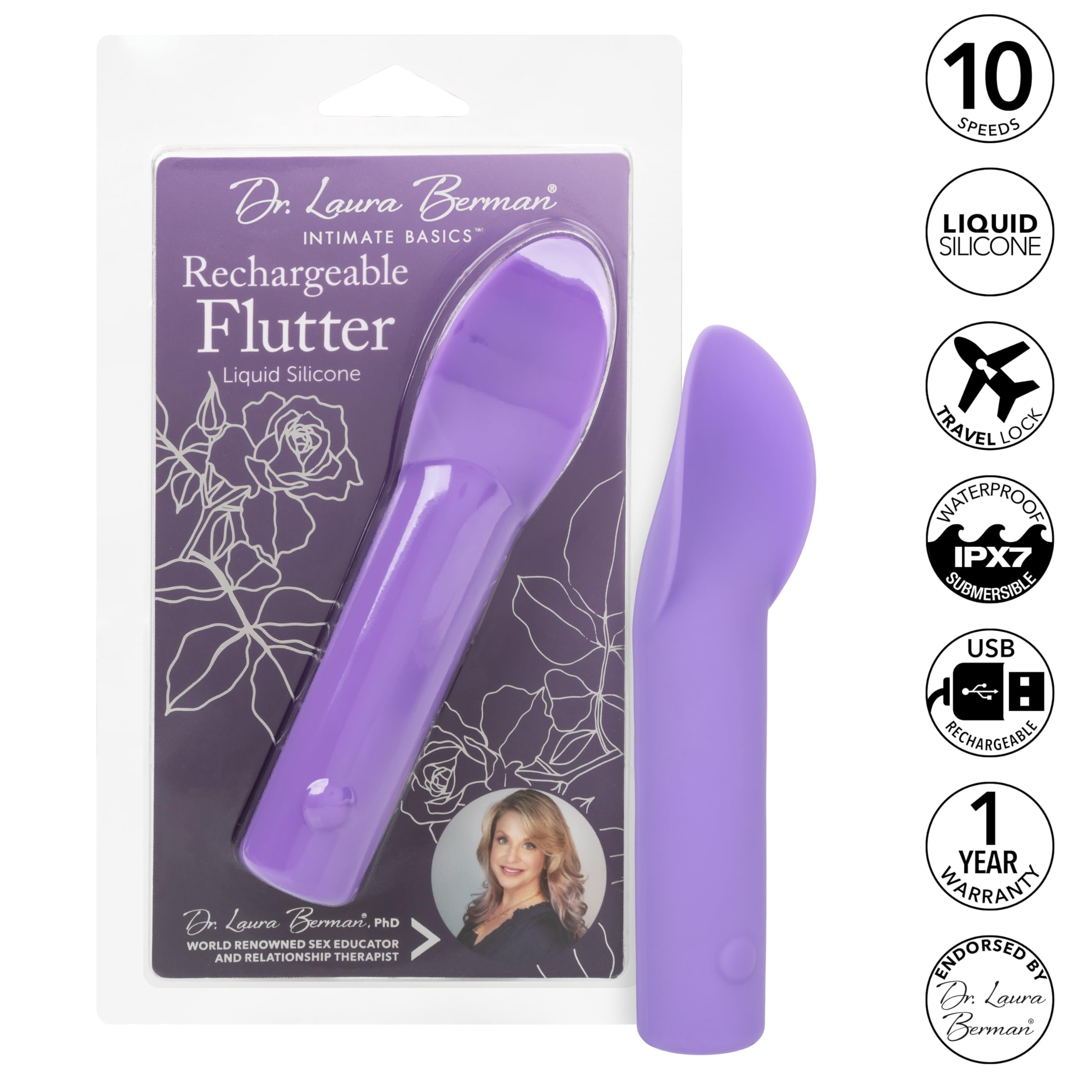 Amazon.com: CalExotics Dr. Laura Berman Rechargeable Flutter Waterproof  Silicone Clitoral Vibrator Purple