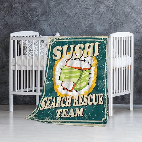 Vista 68 de Manta de sushi para regalo, manta de franela ultra suave y acogedora, manta de forro polar ligera y mullida, manta de felpa cálida para sofá, cama