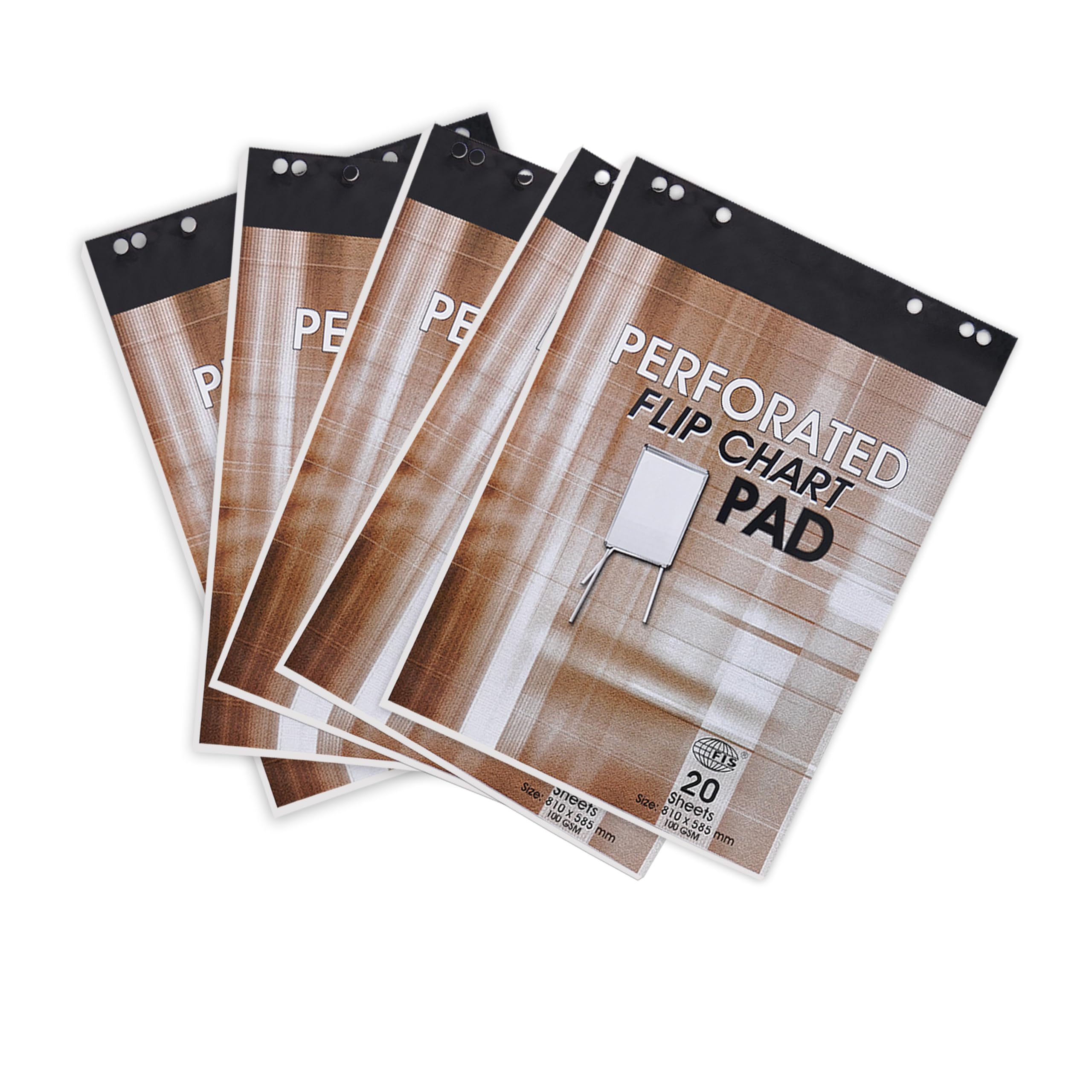 FIS® Perforated Flip Chart Pad, Size: 810x585mm, 100gsm Plain White Paper, 20 Sheets Per Pad, Pack of 5 Pieces Pad-FSFC20N