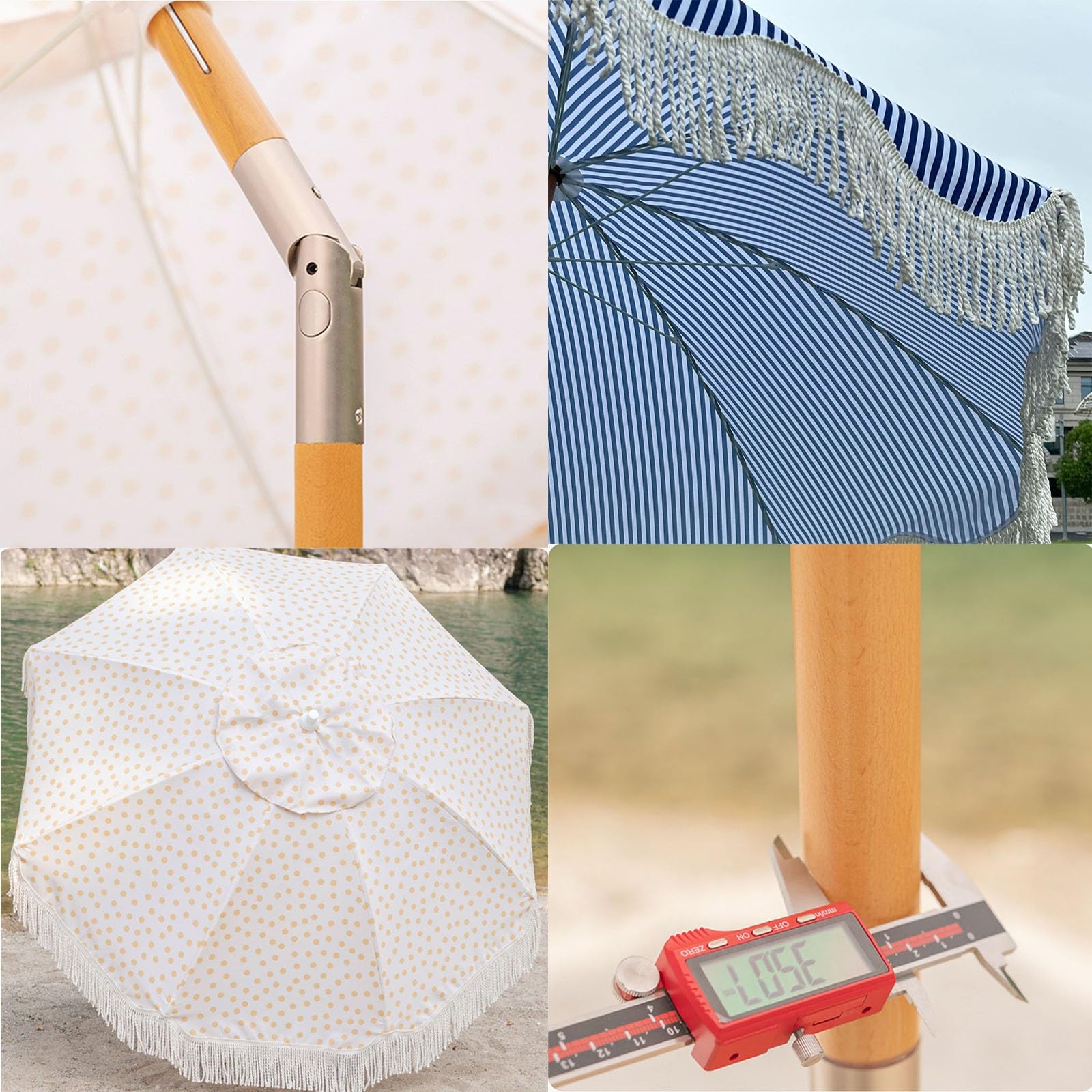 Parasol przeciwsłoneczny na taras, wiatroszczelny parasol z ramą z włókna szklanego, odpowiedni do kawiarni i użytku na zewnątrz, 1,8 m