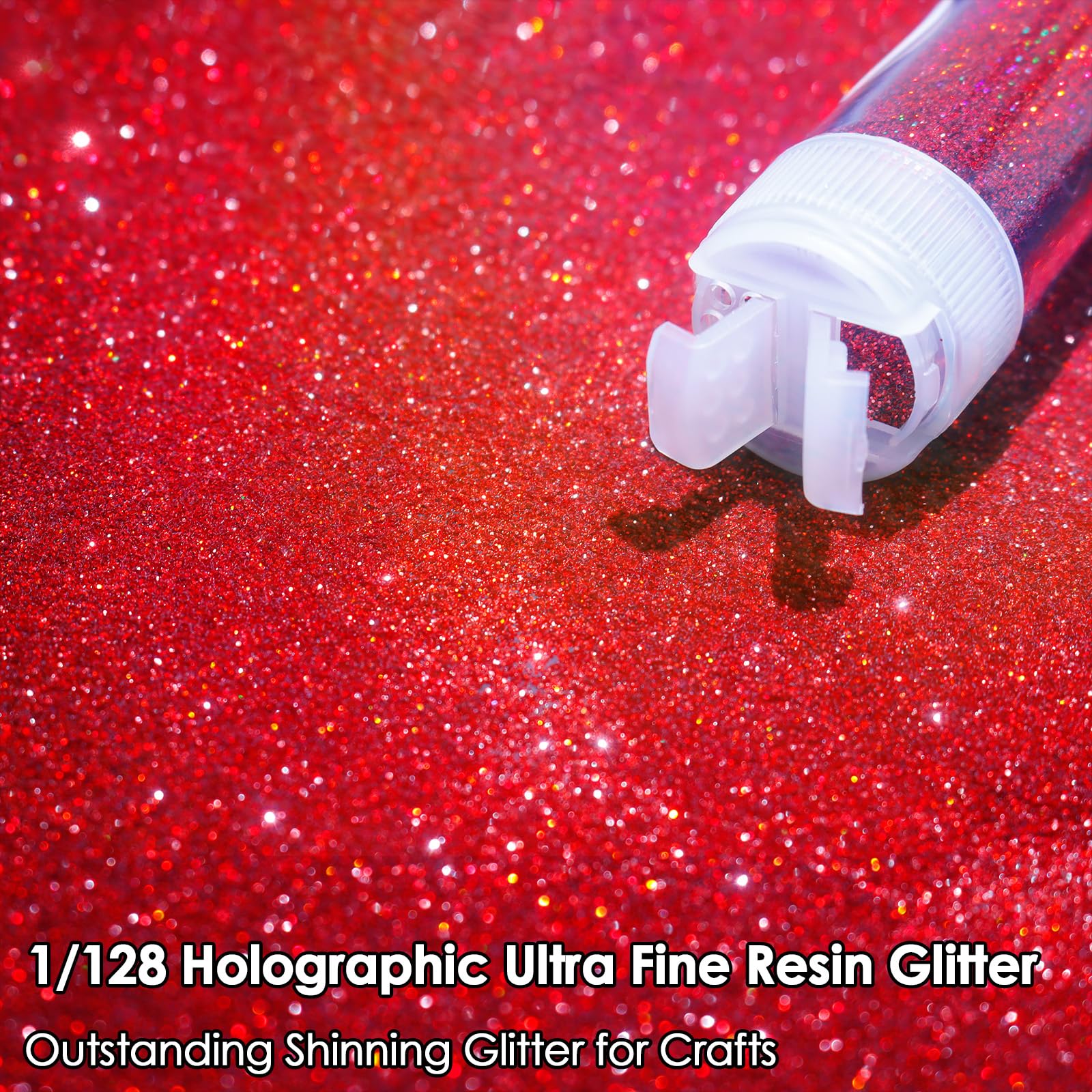 Renfio Purpurina holográfica, juego de purpurina de resina de 16 colores, 15 g cada uno, purpurina extrafina para manualidades, PET de 1/128 pulgadas, accesorios de resina epoxi, polvo de purpurina