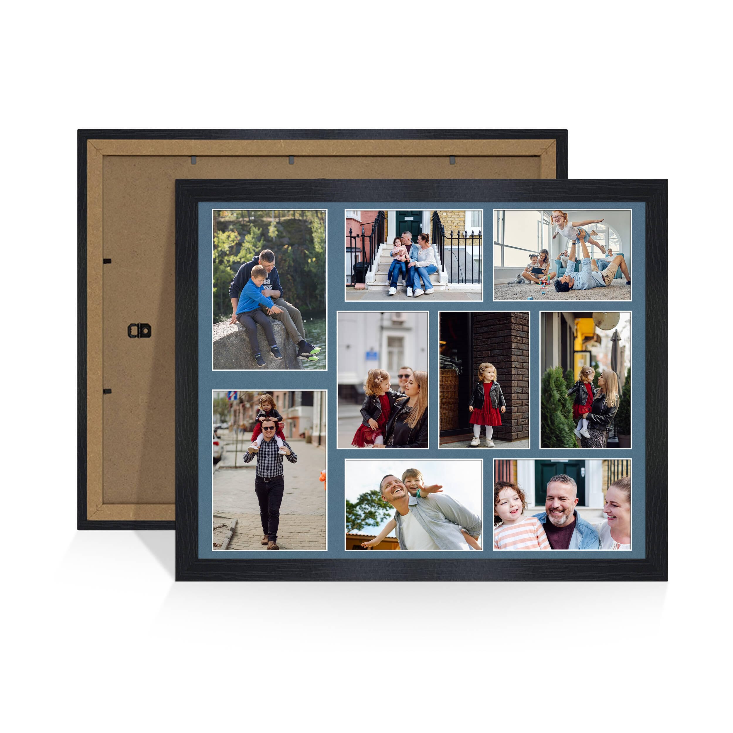 Alison Kingsgate Black 20x16 Photo frames for multiple pictures -9 Apertures Collage Frame with Pompadour Mount - Holds (2x) 7x5 & (7x) 6x4 Photos - Engineered Wood & Perspex — image 1