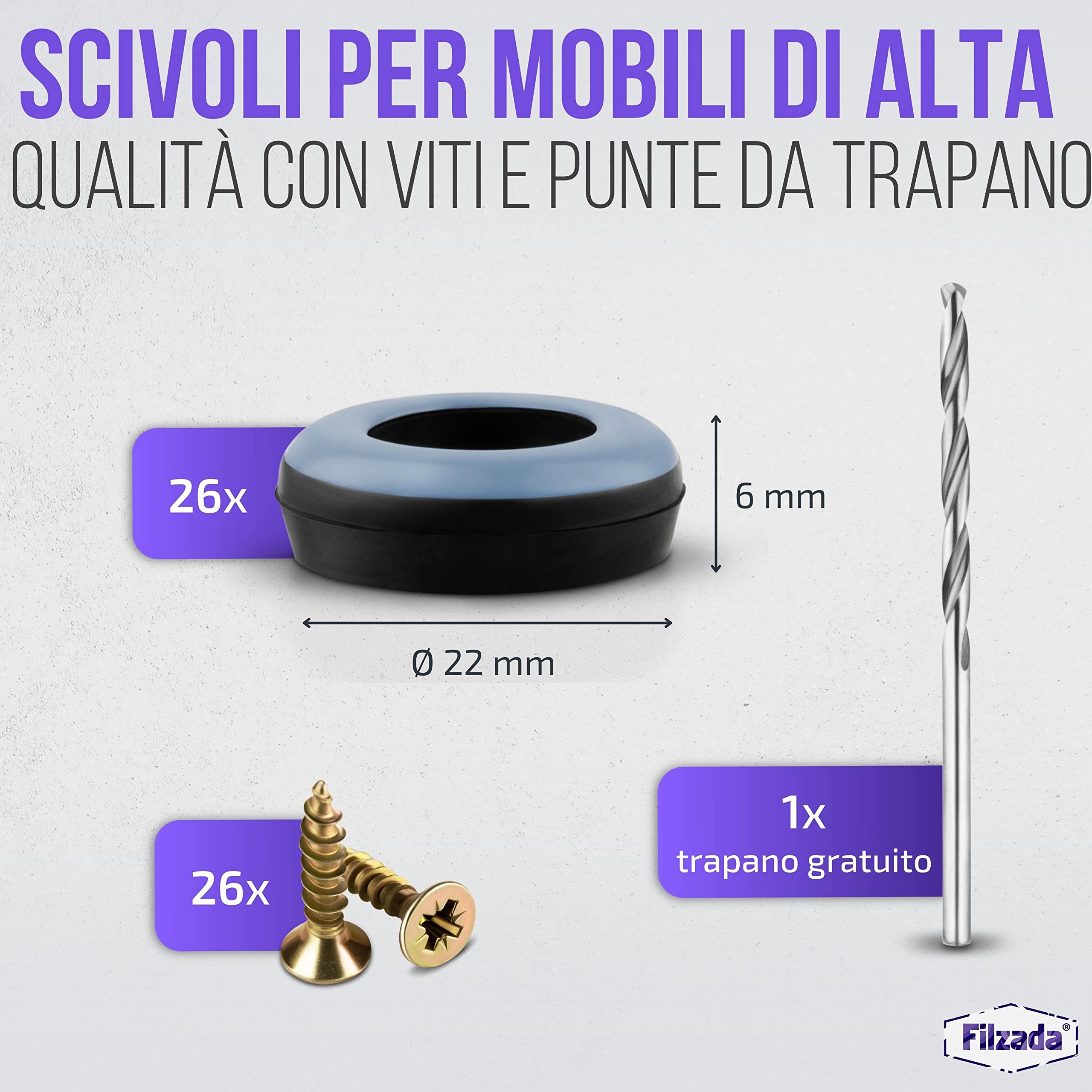 Feltrini In Teflon Per Mobili - Set Da 32 Con Viti Inox - Antiscivolo E Protezione Pavimenti - Foto 3