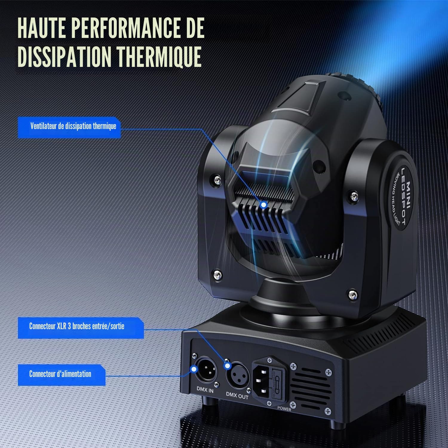 UKing Lyre Led 50W Tête Mobile DMX 512 Éclairage à Disco 8 Gobo 8 Couleurs Sono DJ Lumière 9/11 Canaux pour Fête Bar Noël Théâtre Mariage