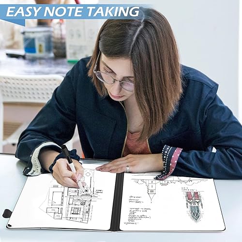 Miniatura 6 de Mini pizarra blanca de 12 x 9 pulgadas, pequeña pizarra blanca de borrado en seco, cuaderno borrable plegable, soporte para pizarra blanca, pizarra