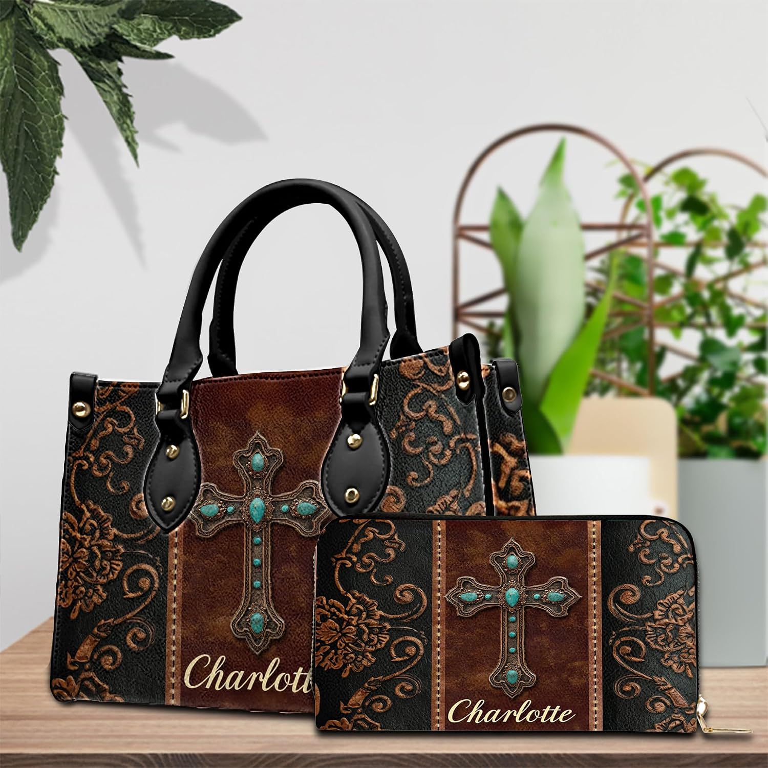 Christian Leather Handbag, Custom Faith with Cross Religious PU Leather Purse Gift for Women, Mom, Sister | PU Leather, Strap Adjustable