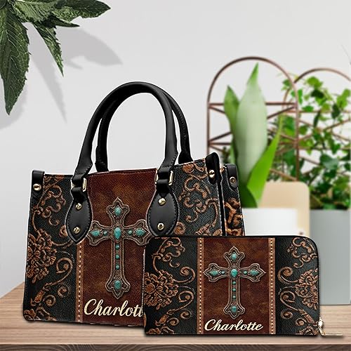 Vista 8 de Bolso de Cuero Cristiano, Fe Personalizada con Cruz Religiosa Bolso de Cuero PU Regalo para Mujeres, Mamá, Hermana cristiano 01