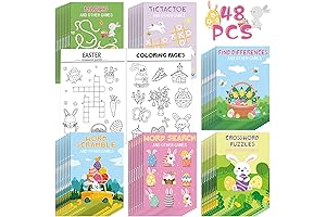 Hungdao 48 Pcs Easter Mini Activity Books for Kids: Mazes, Word Search Games