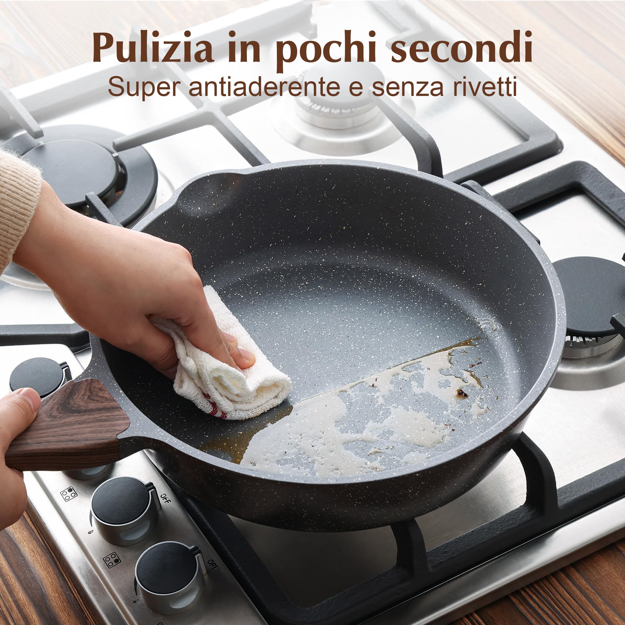 SENSARTE Padella Antiaderente Compatibile con Induzione, 26 cm Grigio