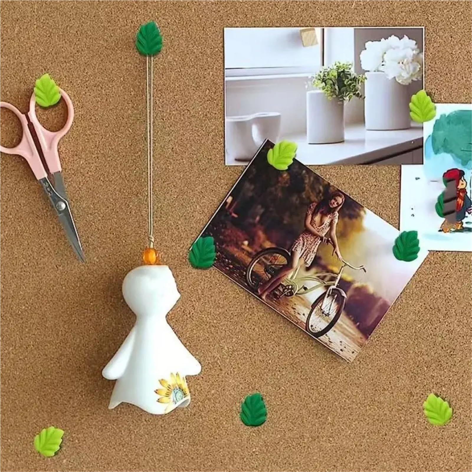 100 Stück grüne, blattförmige Reißzwecken aus Kunststoff und Metall, ideal for Karten, Fotos, Nachrichten Wanddekorationen Für Pinnwand Korktafel