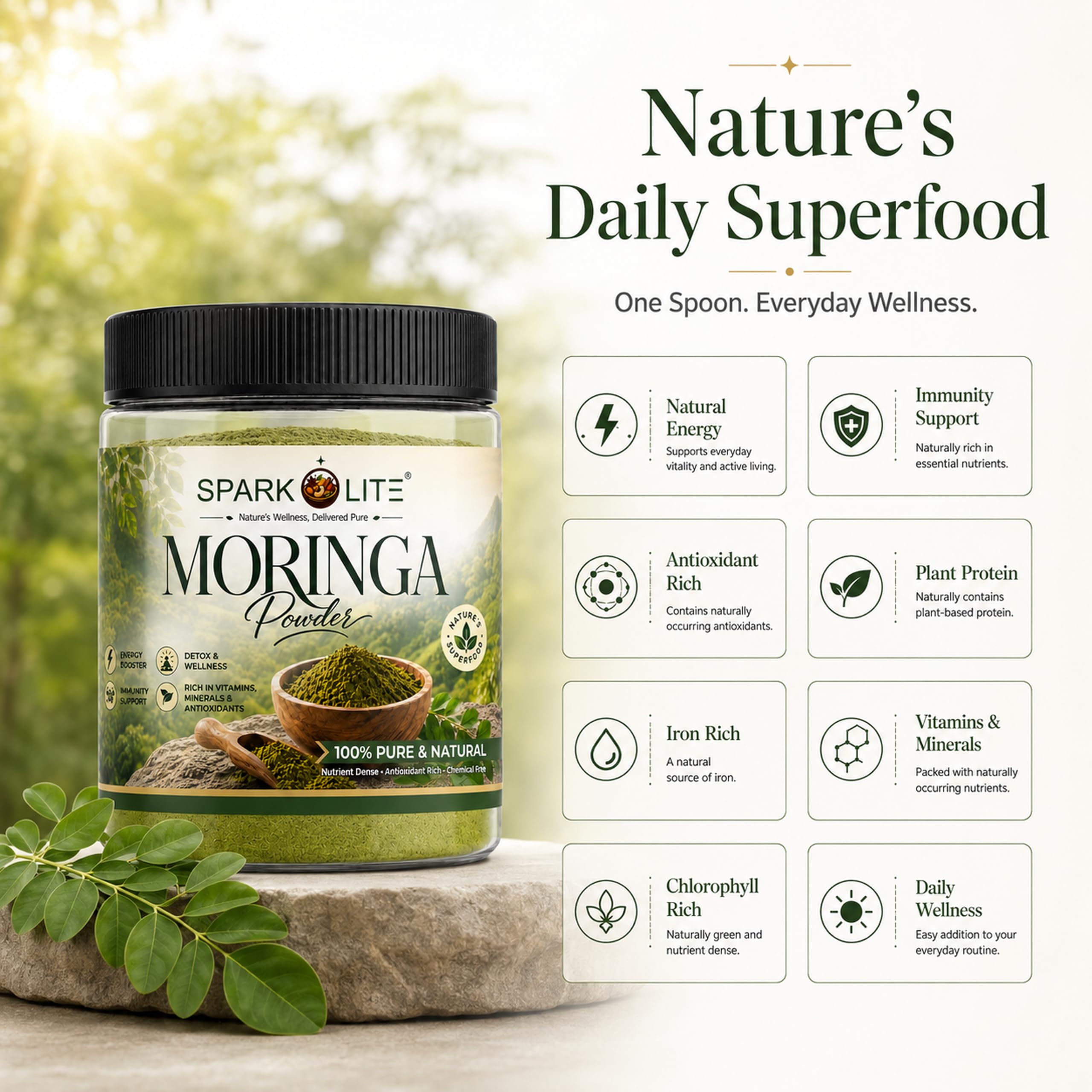 Organic Moringa Powder 500 gram | 100% Pure Moringa Leaf Powder | Drumstick Leaf Powder | Natural Superfood | No Preservatives — Amazon image 2